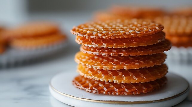 Colombian obleas thin wafers caramel spread stacked on a white background