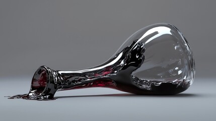 A spilled glass of red wine creates an elegant yet messy artistic scene.
