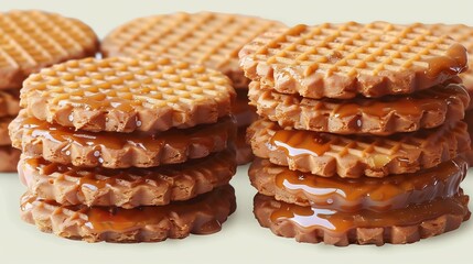 Colombian obleas thin wafers caramel spread stacked on a white background