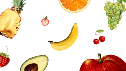 Hand drawn mixed tropical fruit design element