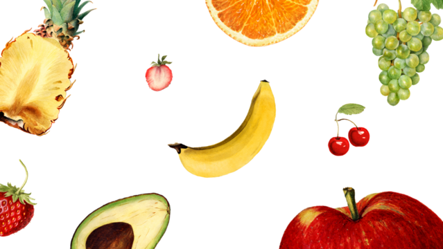 Hand drawn mixed tropical fruit design element - Powered by Adobe
