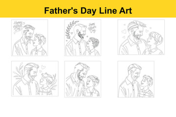 Obraz premium Father's Day Line Art Illustration
