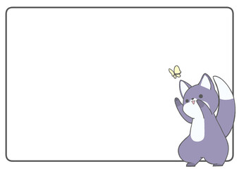 Fox playing with a butterfly (dark blue)