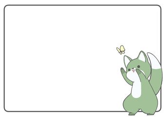 Fox playing with a butterfly (matcha)