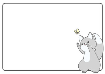 Fox playing with a butterfly (gray)