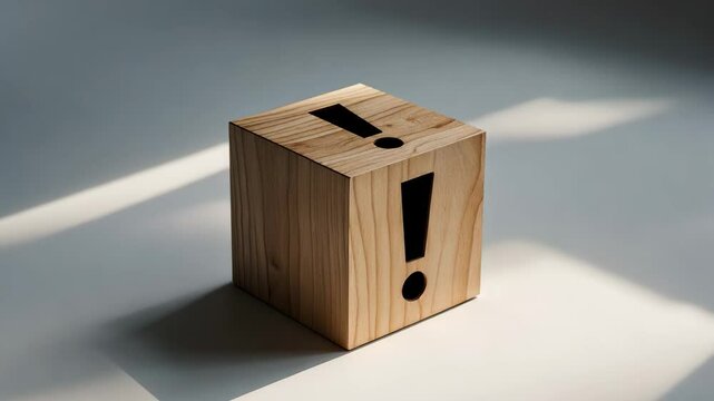 Wooden cubes creating an exclamation mark on a background with a clipping path.