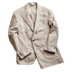 Beige linen suit isolated on transparent background