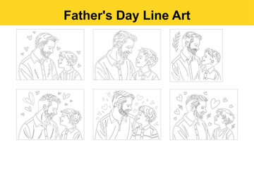 Obraz premium Father's Day Line Art Illustration