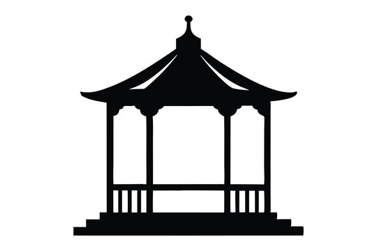 recommend clip art: Gazebo silhouette vector, Gazebo icon, Black gazebo park silhouette vector