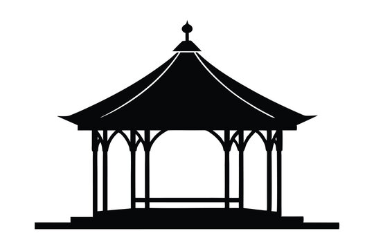 recommend clip art: Gazebo silhouette vector, Gazebo icon, Black gazebo park silhouette vector