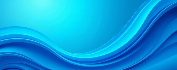 Fototapeta premium Vivid cyan and blue gradient background with abstract swirls and lines, backdrop, template, design