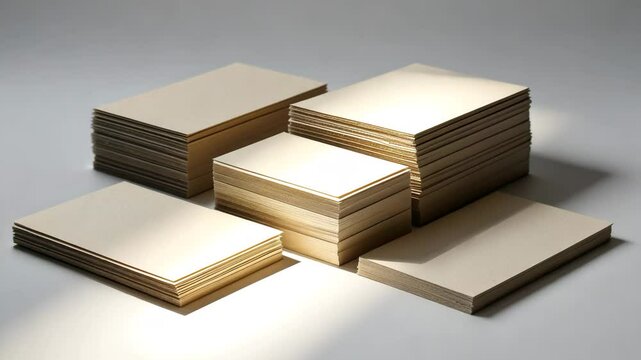 Collection of blank deckle-edged handmade paper business cards, presented individually and in stacks, set against a white background, showcasing luxury stationery, branding or business mock-up, top