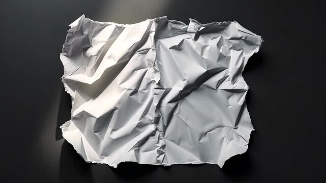 Wrinkled white poster with tears.