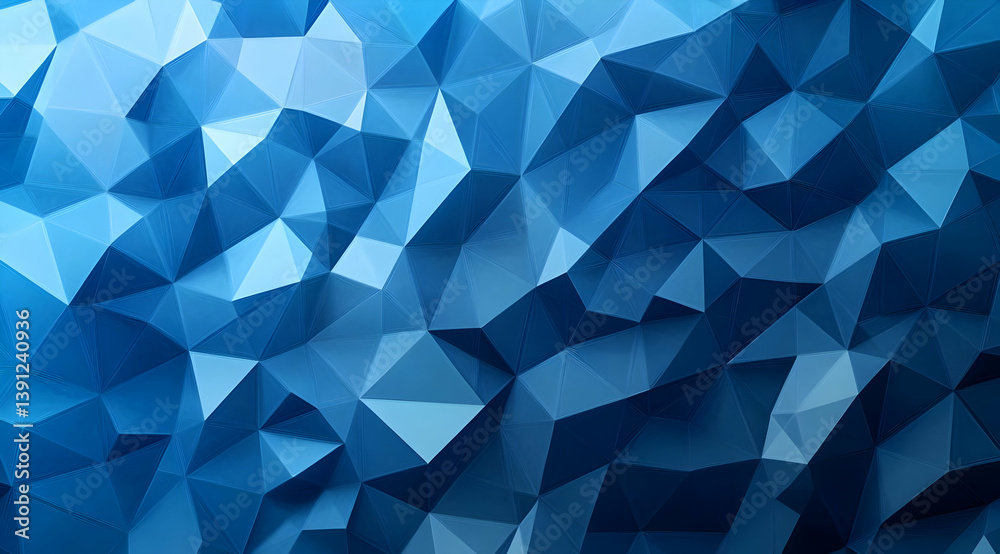 Poster a dynamic blue abstract background featuring layered triangular shapes, perfect for modern designs a