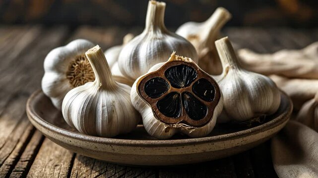 black garlic presented on a plate