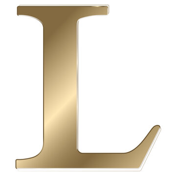 Letter l png gold metallic font, transparent background