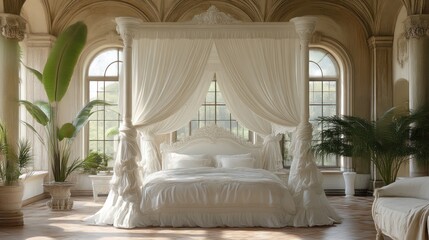 Elegant Bedroom with Canopy Bed and Luxurious Interior Design