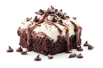 A realistic photo of Fudge Brownie Sundae, hyper-realistic, isolated on white