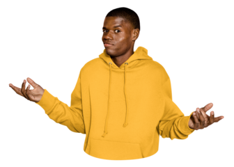 Confused man png sticker, transparent background