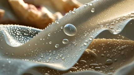 Translucent plastic surface with water droplets. Clear white plastic background. - Powered by Adobe