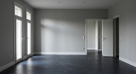 interior of the apartment without decoration in gray colors