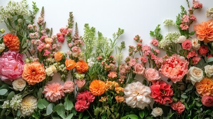 Fototapeta premium Vibrant Flower Arrangement with Diverse Colors and Textures