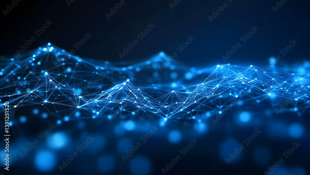 Poster an abstract representation of data connectivity with vibrant blue lines and dots, symbolizing digita
