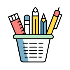 Pencil Pen Basket Office Icon Design