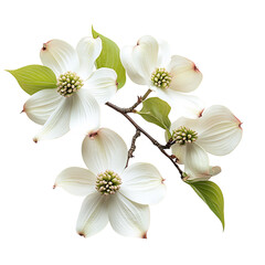 Dogwood Flowers Close Up Isolated on Transparent Background