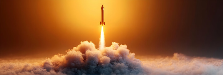 A spectacular rocket launch lighting up the sky, symbolizing innovation and exploration in space travel, inspiring future generations.