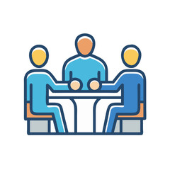 People Sitting Around Meeting Table Icon Design