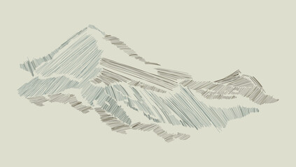 Mountain wave abstract print. Contemporary vector design showcasing elegant line art of majestic mountain landscapes.