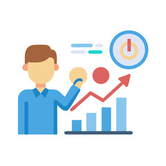 Person Analyzing Growth Chart Icon Design