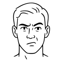 Bold Anger Man Face | Eyebrows furrowed, eyes glaring, lips tight or slightly open in a scowl.