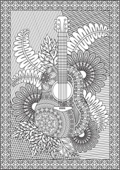 Guitar Adult Coloring Page Outline
