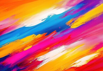 Vibrant Abstract Painting with Bold Strokes in Vivid Colors Evoking Creative Energy
