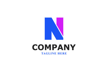 modern split letter n logo