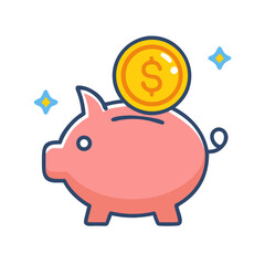 Piggy Bank with Coin Icon Design