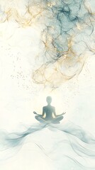 Meditative figure with ethereal energy flow.