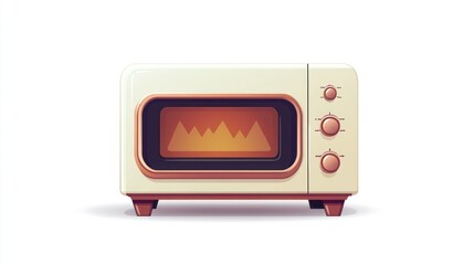 Retro-style compact oven.  Features a vintage design with a cream exterior and orange accents.  Simple controls and a small viewing window