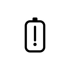 Low battery icon with exclamation mark, indicating warning or alert that the battery is running low. Ideal for use in mobile apps, websites, and user interfaces related to power, energy, and charging
