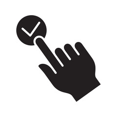 Hand click icon. Hand touch confirmation. Icon symbol suitable for accept, approved, agree and okay.
