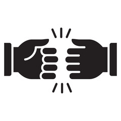 Hand fist bump icon. Hand toss gesture symbol. Icon symbol suitable for teamwork, friendship, cooperation, 