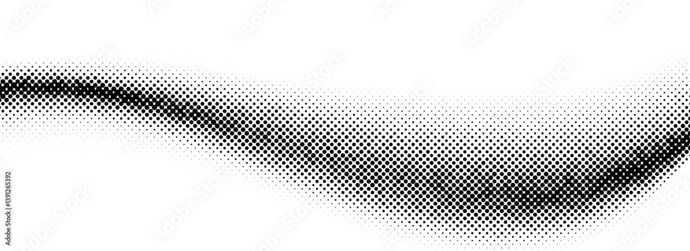 Poster black halftone wave background. dotted curved flow wallpaper. abstract grainy fluid backdrop texture