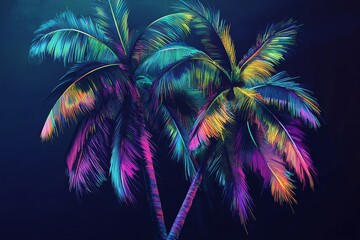 Vibrant palm trees in a colorful digital art style