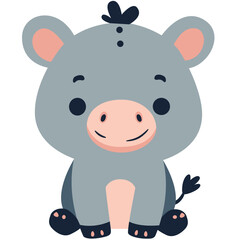 Cute cartoon donkey illustration with a sweet smile and blue background. Perfect for children’s books, educational materials, baby products, posters, stickers.