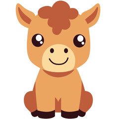 Cute cartoon horse sitting with big sparkling eyes and a sweet smile. Perfect for kids’ content, farm themes, educational materials, storybooks, and animal-related digital designs.