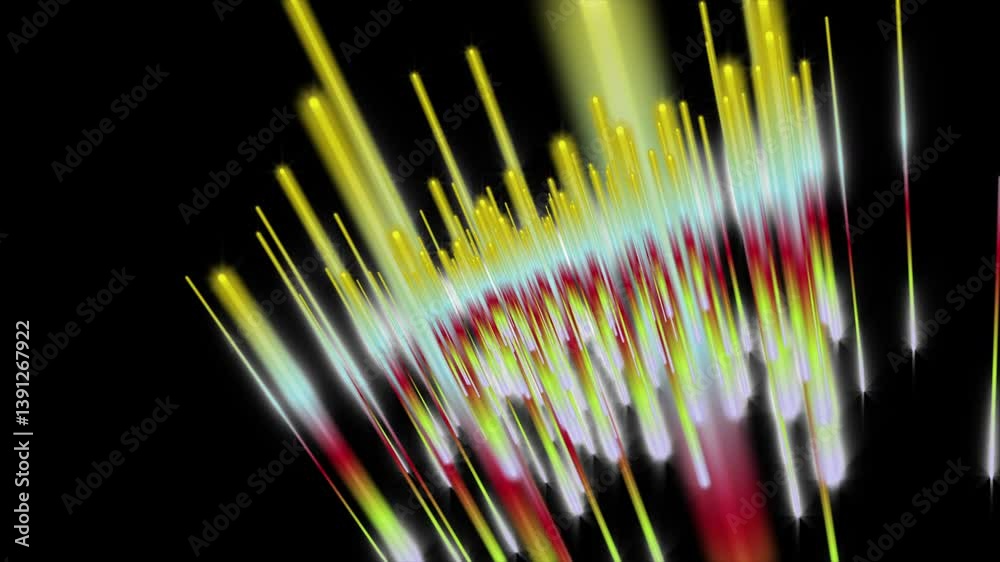 Poster futuristic video animation with glowing stripe objects in slow motion, 4096x2304 loop 4k