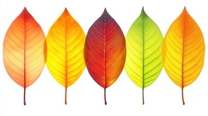 Vibrant autumn leaves in a gradient of color showcasing nature's beauty and transition