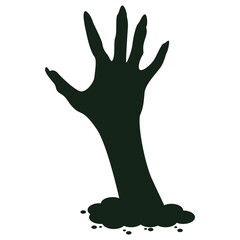 Spooky Halloween Zombie Hand Silhouette. Isolated Vector Illustration